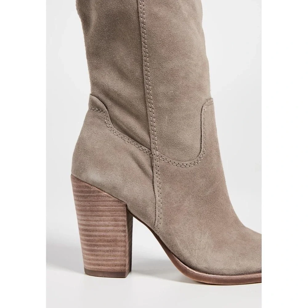 Dolce Vita Taupe Suede Heeled Boots - Picture 5 of 9